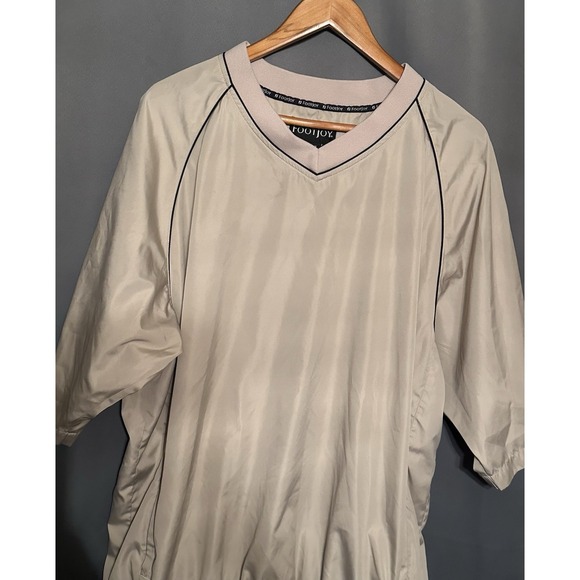 FootJoy Mens XL Tan Short Sleeve V-Neck Golf Windshirt Pullover Jacket - Picture 2 of 12